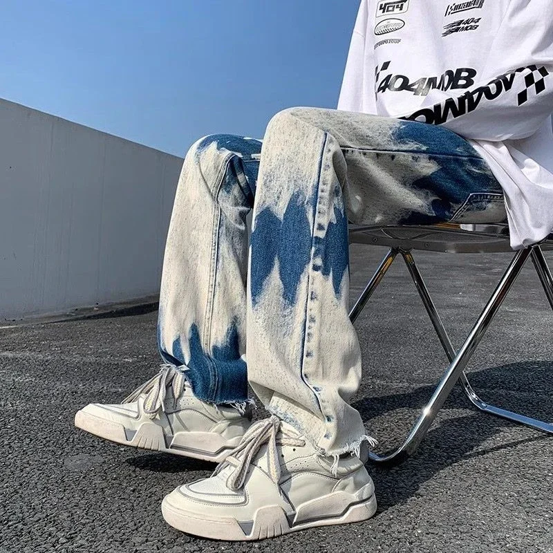 

With Pockets Jeans for Men 2025 Trend Trousers Classic Cotton Cheap Wide Leg Autumn Clothing Retro Y2k Vintage Man Cowboy Pants