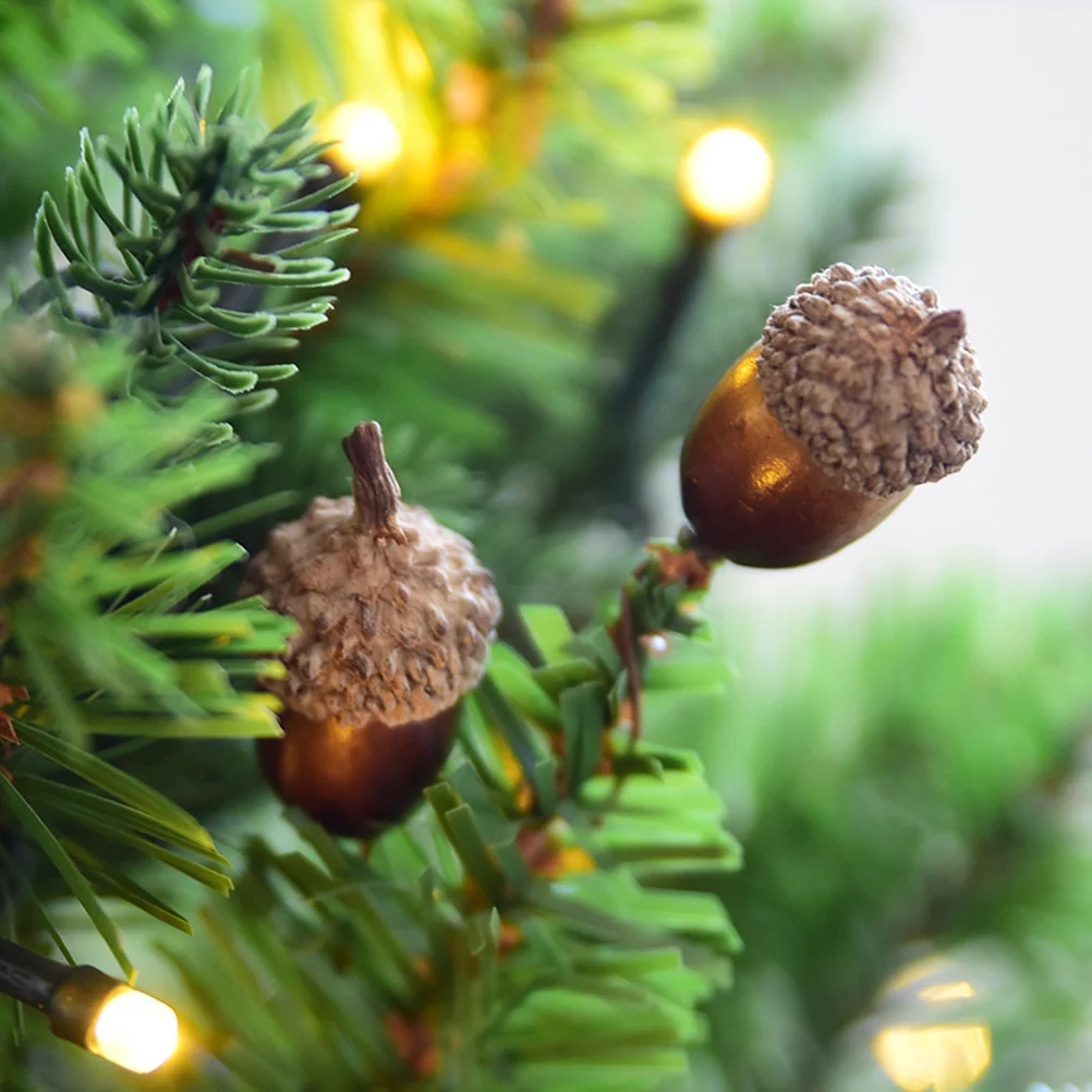 10pcs Artificial Lifelike Simulation Small Acorn Set DIY False Nuts Photo Props Home Kitchen Christmas Tree Decor