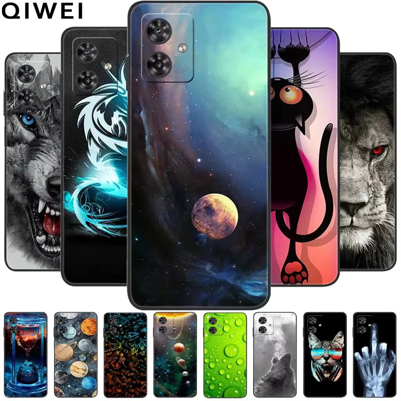 For Moto G54 Case 6.5'' Shockproof Silicon Soft Wolf Lion TPU Phone Cover For Motorola Moto G54 5G Funda Shell Cartoon Cool G 54