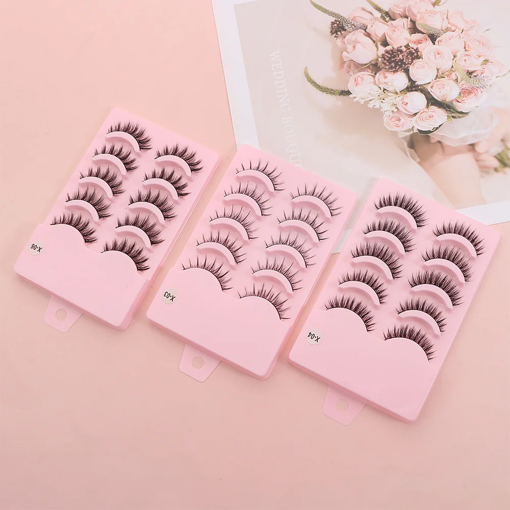 5 pairs New Wispy Manga Lashes Soft Flared Anime Fake Eyelashes Doll Spike Wet Eyelash Eye Makeup