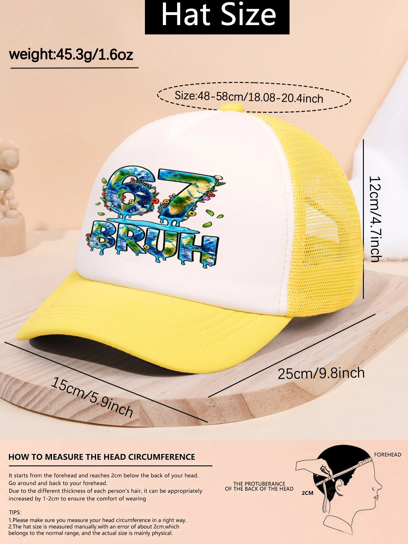 1PC Street Trendy 67 Mesh Hat Breathable and Non stuffy+Adjustable Buckle, a treasure item for niche and non collision styles