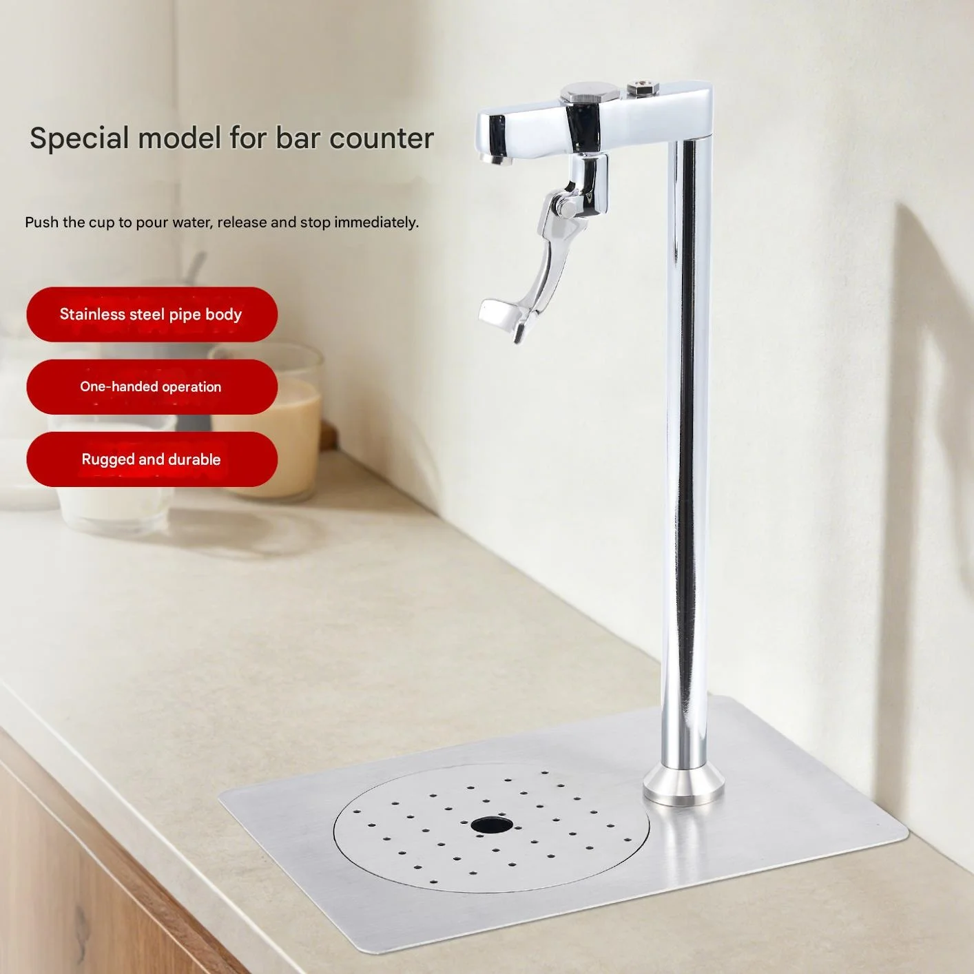 special stainless steel bar accessories cup push faucet water tray embedded water pusher - modern style environmentally friendly