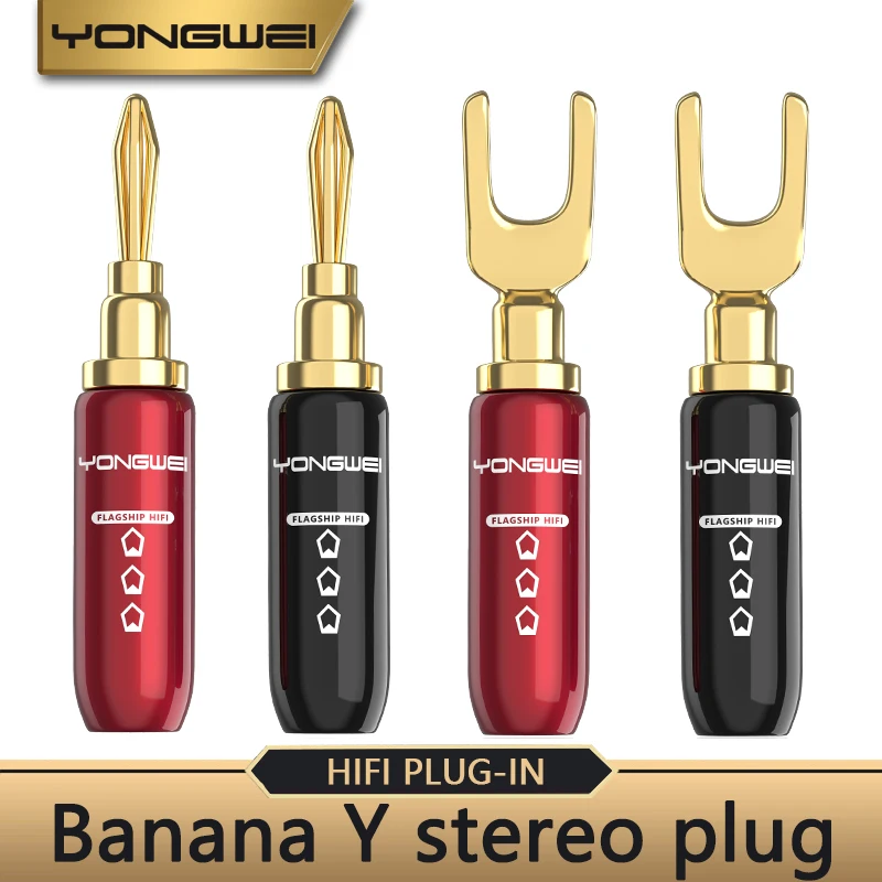 

YONGWEI Banana head Y audio plug power amplifier speaker wiring connector 4mm terminal screw free welding audio head diy wiring