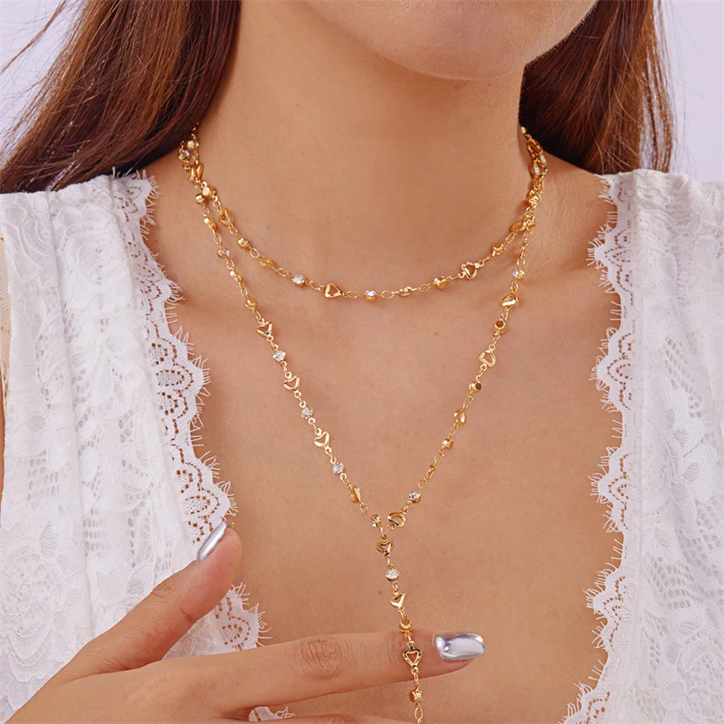 Böhmische bunte Kristall-Zirkon-Halskette für Frauen, glänzende Strass-Y-förmige lange Quasten-Halskette, trendige Y2K-Schmuckgeschenke – Detail 2