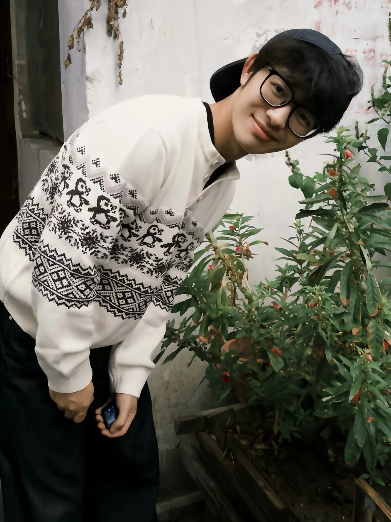 

Cisas Penguin Fair Isle трикотажный свитер с воротником Генри мужской повседневный ленивый элитный свитер осень-зима длинный свеч круглый Ne