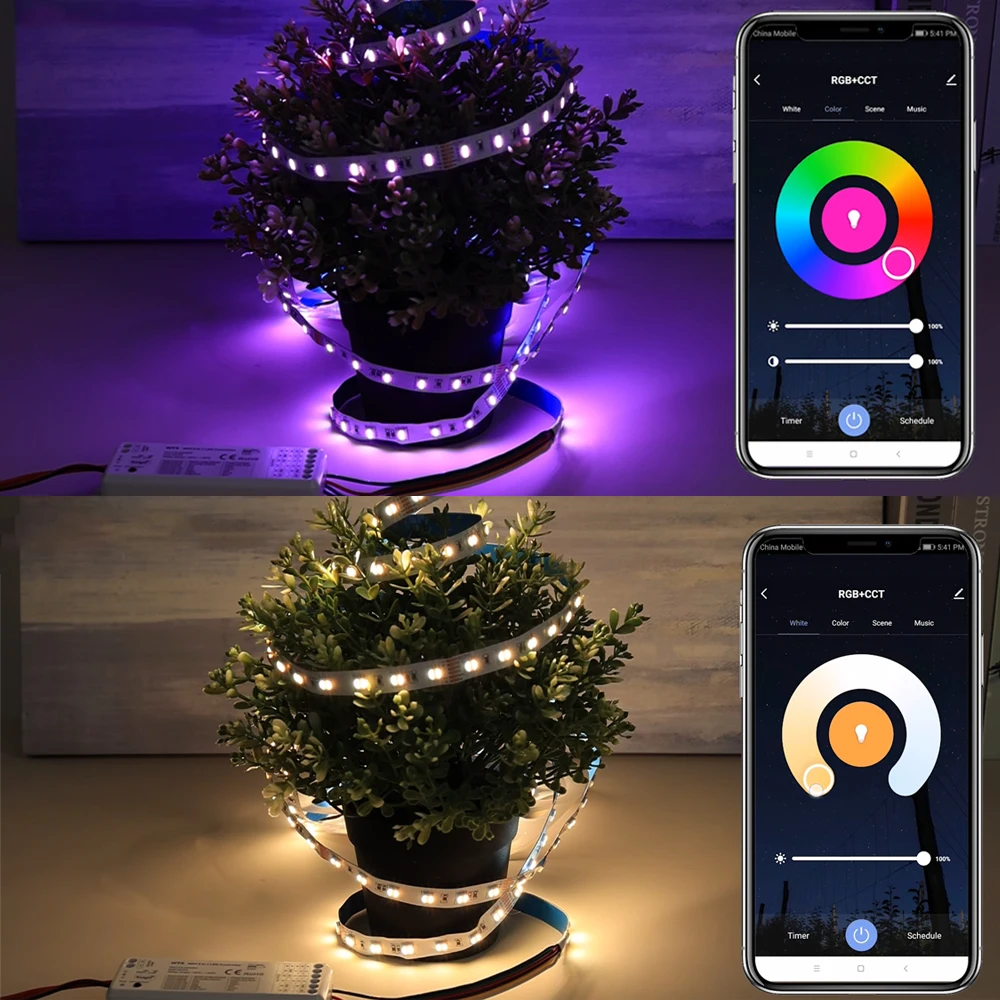 Imagem -02 - Wifi Led Strip Controlador Rgb Mais Cct Rgbcw Dimmable Zone 2.4g Controle Remoto de Toque Tuya Smart Life App para Alexa e Google Home 5in