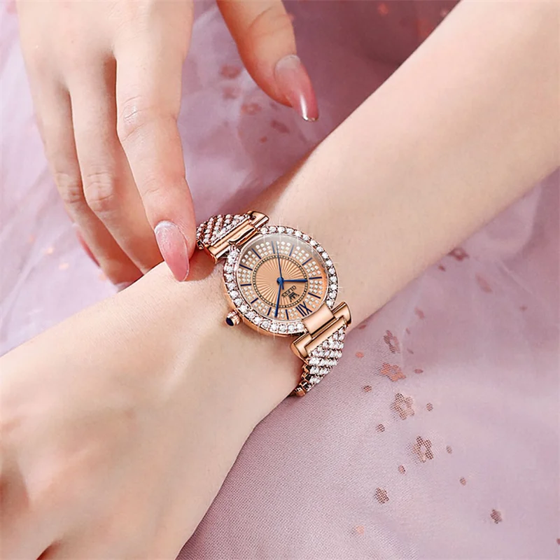 

OLEVS Fashion Luxury Watches For Women Stylish Elegant Rose Gold Diamonds Ladies Female Wrist Watch Clock Montre Femme 2024