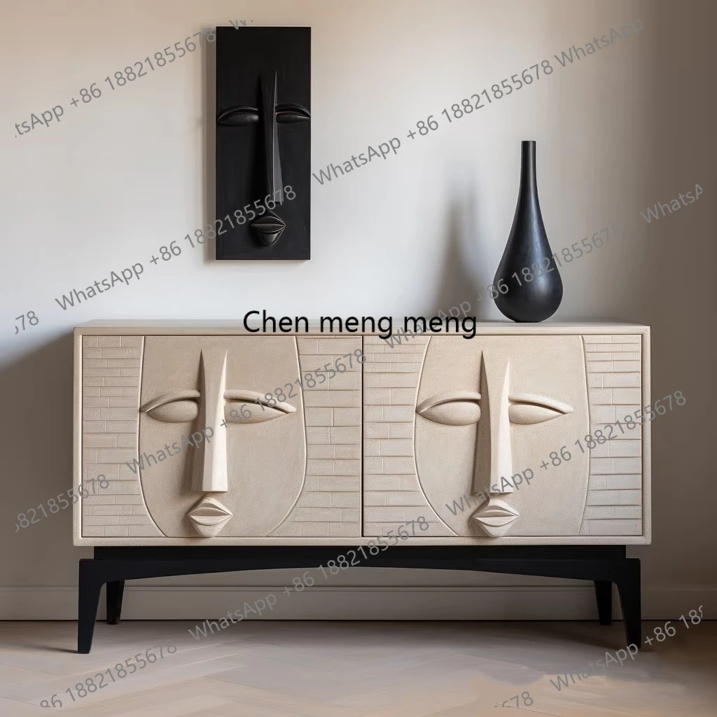

Vintage Style Creative Sideboard with Embossed Human Face, Entryway Cabinet, Shoe Cabinet, Wabi-Sabi Style Sideboard, Model Home