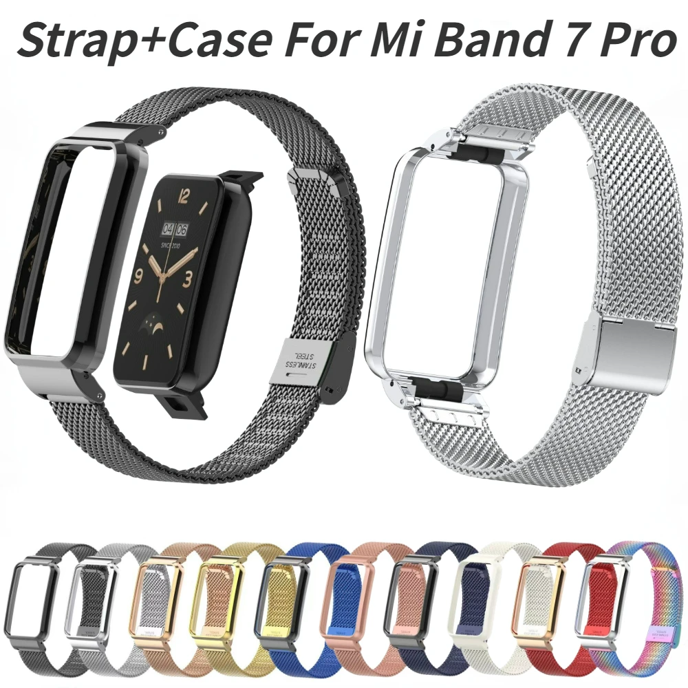 

Metal Strap+Case for Xiaomi Mi Band 7 Pro SmartWatch Breathable Replaceable Wristband for Mi Band 7 Pro Stainless Steel Bracelet