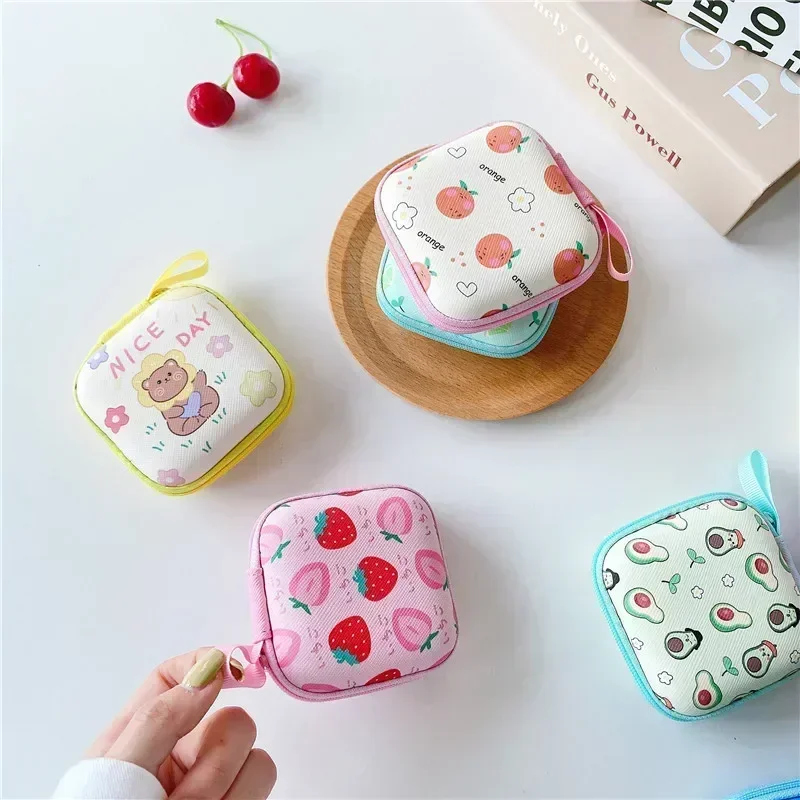 Cartoon Mini Portemonnee Fruit Stijl Muntsleutel Organisator Portemonnee Draagbare Harde Hoofdtelefoon Houder Case Oortelefoon Box Opbergtas