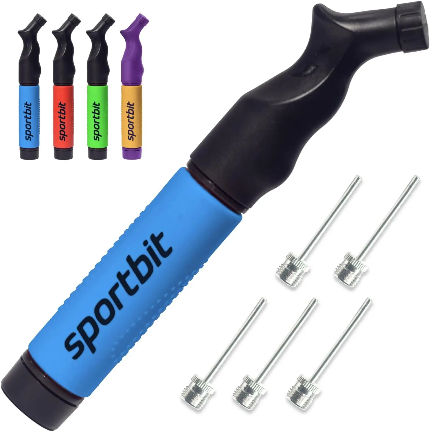 Hand Pump for Sports Balls: Fast Push-Pull Inflator with 5 Needles - Works on Exercise, Basketball, Volleyball