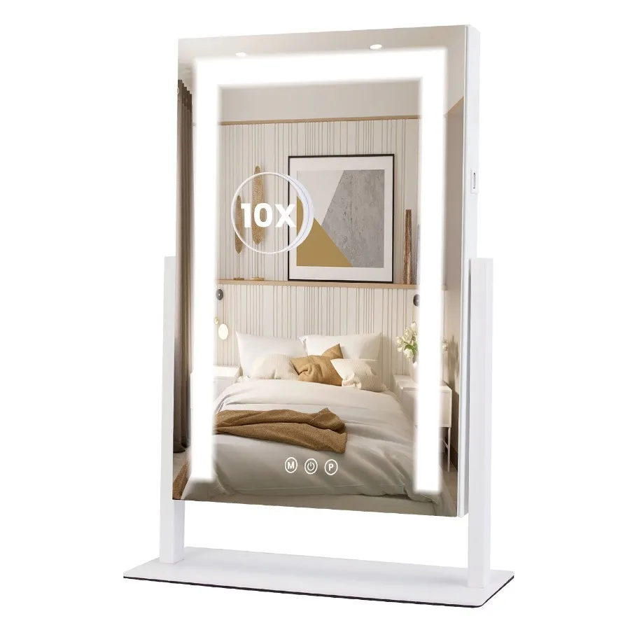 

Vanity Mirror with Light 3 Lighting Colors Dimmable Brightness Smart Touch Control 10X Magnifying Mirror 360Rotation LED Lighte