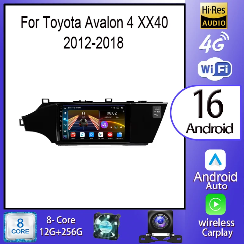 أندرويد 16 Carplay السيارات لتويوتا أفالون 4 IV XX40 2012 - 2018 راديو السيارة الوسائط المتعددة مشغل فيديو الملاحة ستيريو GPS 5G WIFI