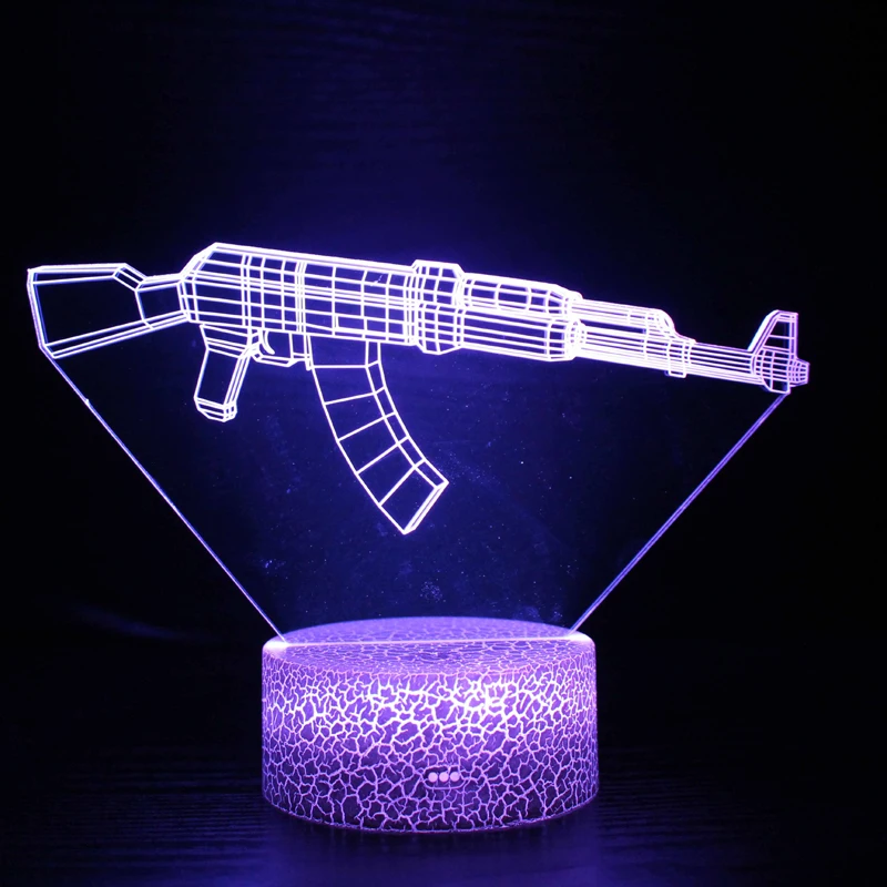 Imagem -03 - Lâmpada Jogo Configuração Rifle Arma Padrões Led Night Light Gamer Decoração Candeeiro de Mesa cs Game Room Decoração Meninos Meninas Presente Aniversário 3d