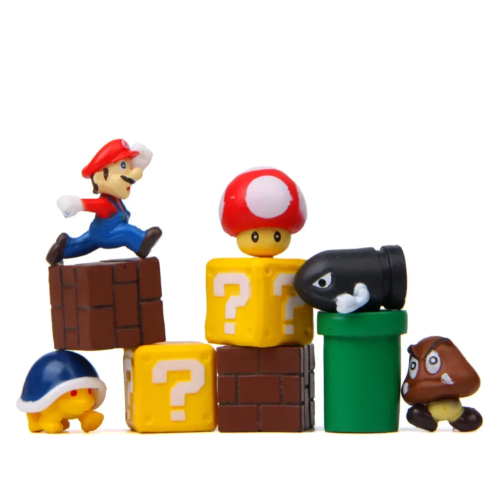 10pcs Anime Games Super Mary KeyChain Cartoon Mario Mushroom Tortoise Action Figure Kawaii Princess Peach Model DIY Accessories