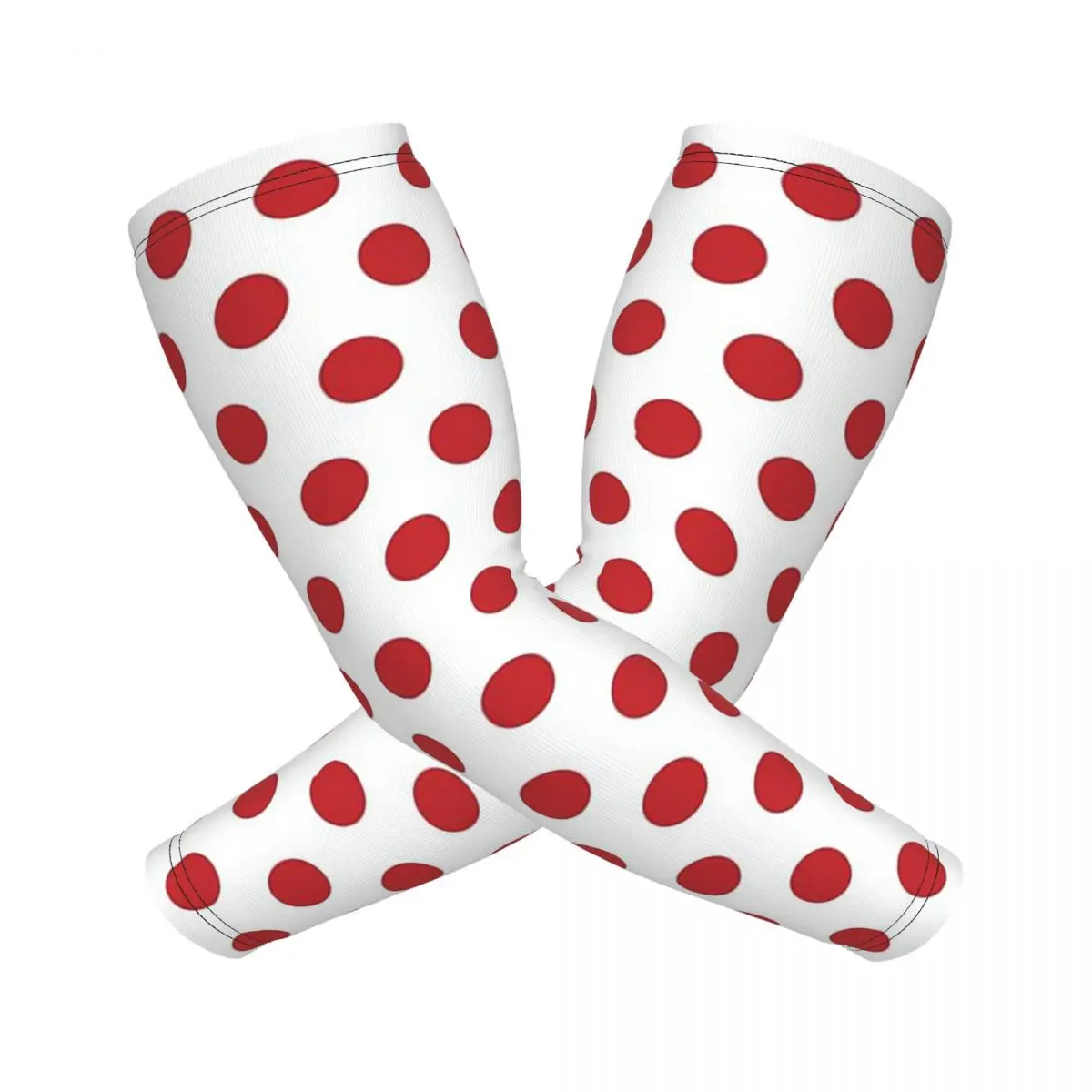 

Red Polka Dot On White Arm Sleeves Men Women Sun UV Protection Tattoo Cover Up Sports Cooling Cycling
