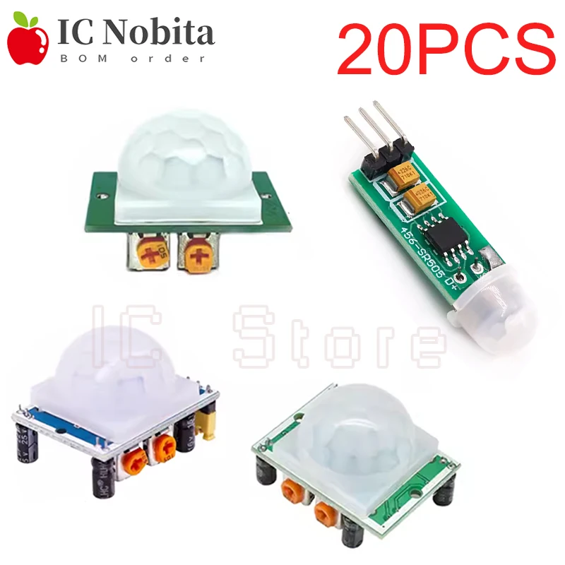 20PCS HC-SR501 HC-SR505 IR Pyroelectric Human Infrared Mini PIR Module Motion Sensor Detector Module Body Inductive Switch