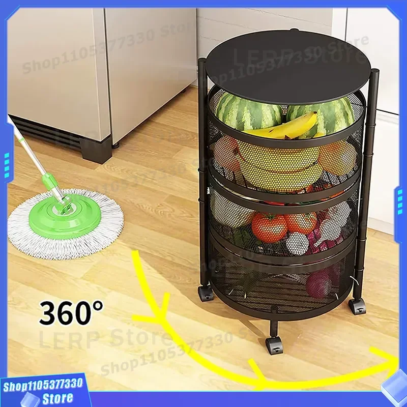 4 Tier Removable Floor Storage Rack Kitchen Vegetable Fruit Basket Organizer Shelf Bracket for Home Organization and Display