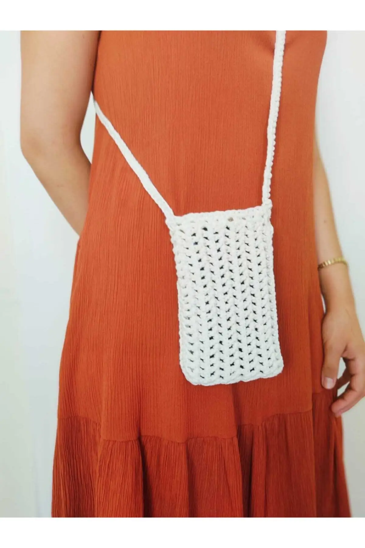 

Uras Handmade Cream Mesh Bag Women bag Shoulder Bag Handmade