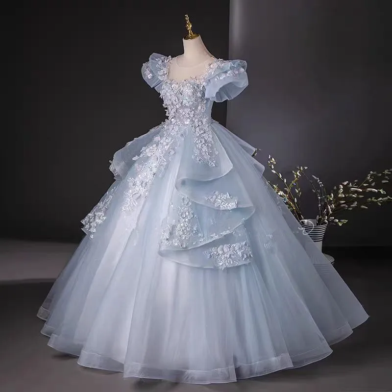 Quinceanera-Kleider mit Blumenärmeln, Applikationen, Ballkleid, süßes Kleid, elegantes, herzförmiges Abendkleid, individuell gestaltet