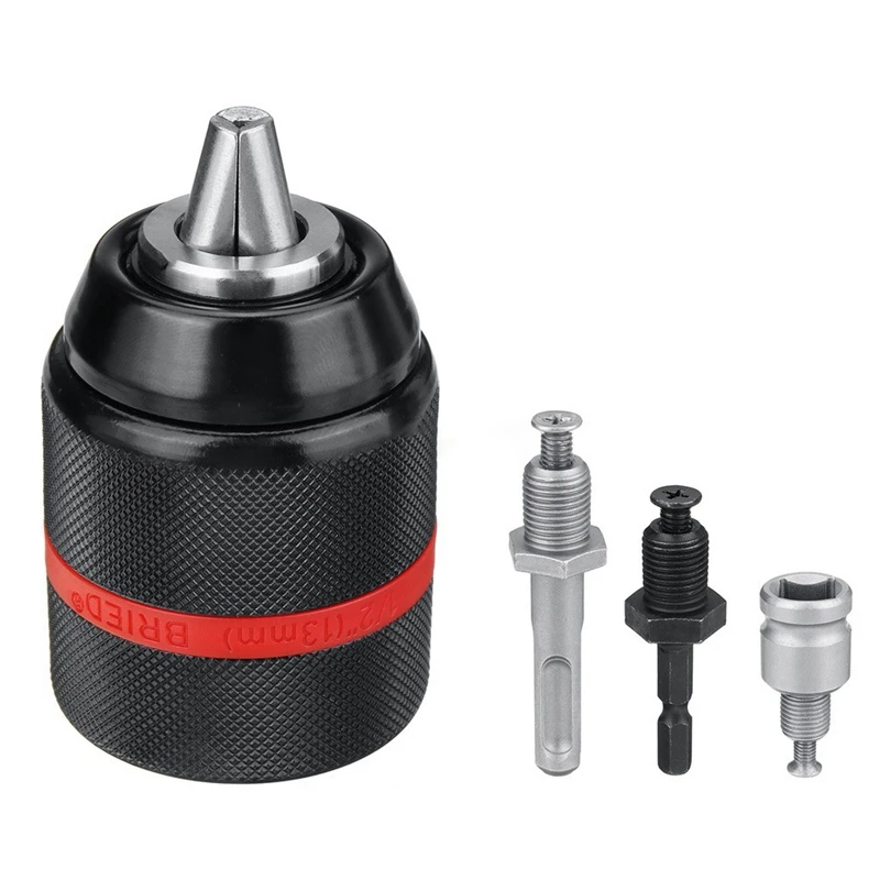 AC88 Metal Heavy Duty 13mm Keyless Drill Chuck, Hex Shank/SDS/Socket Square Female Adaptor, Drill Bit Extension for Impact