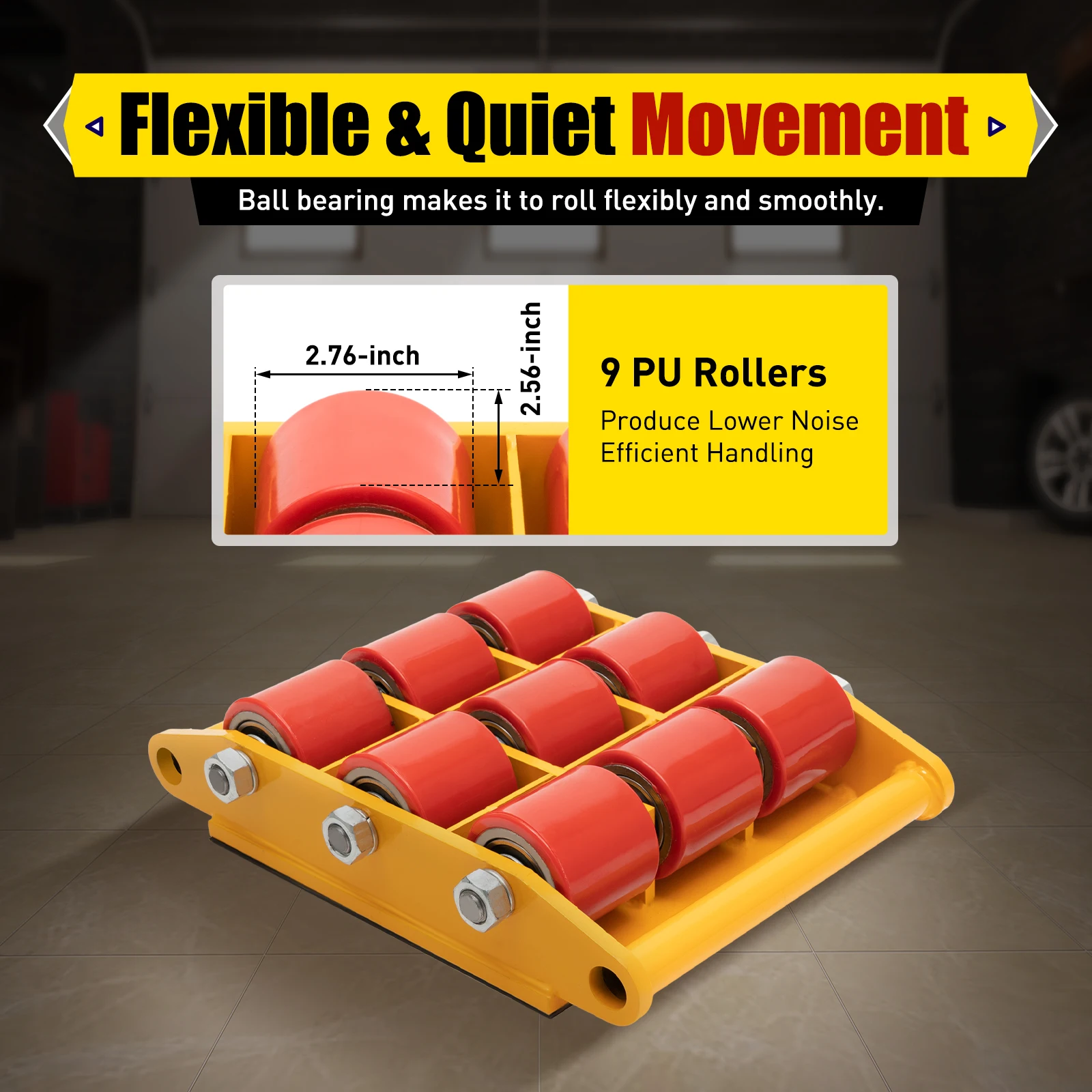 15T Versandwagen Heavy Duty Machinery Mover Dolly Skate Roller Cart Frachttransport Gelb 33069lbs