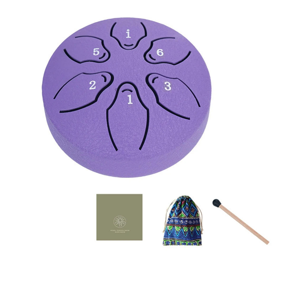 A71P 3 Inch 6 Tone Outdoor Steel Tongue Drum Rain Drum Instrument Mini Hand Drum Ethereal Drumstick