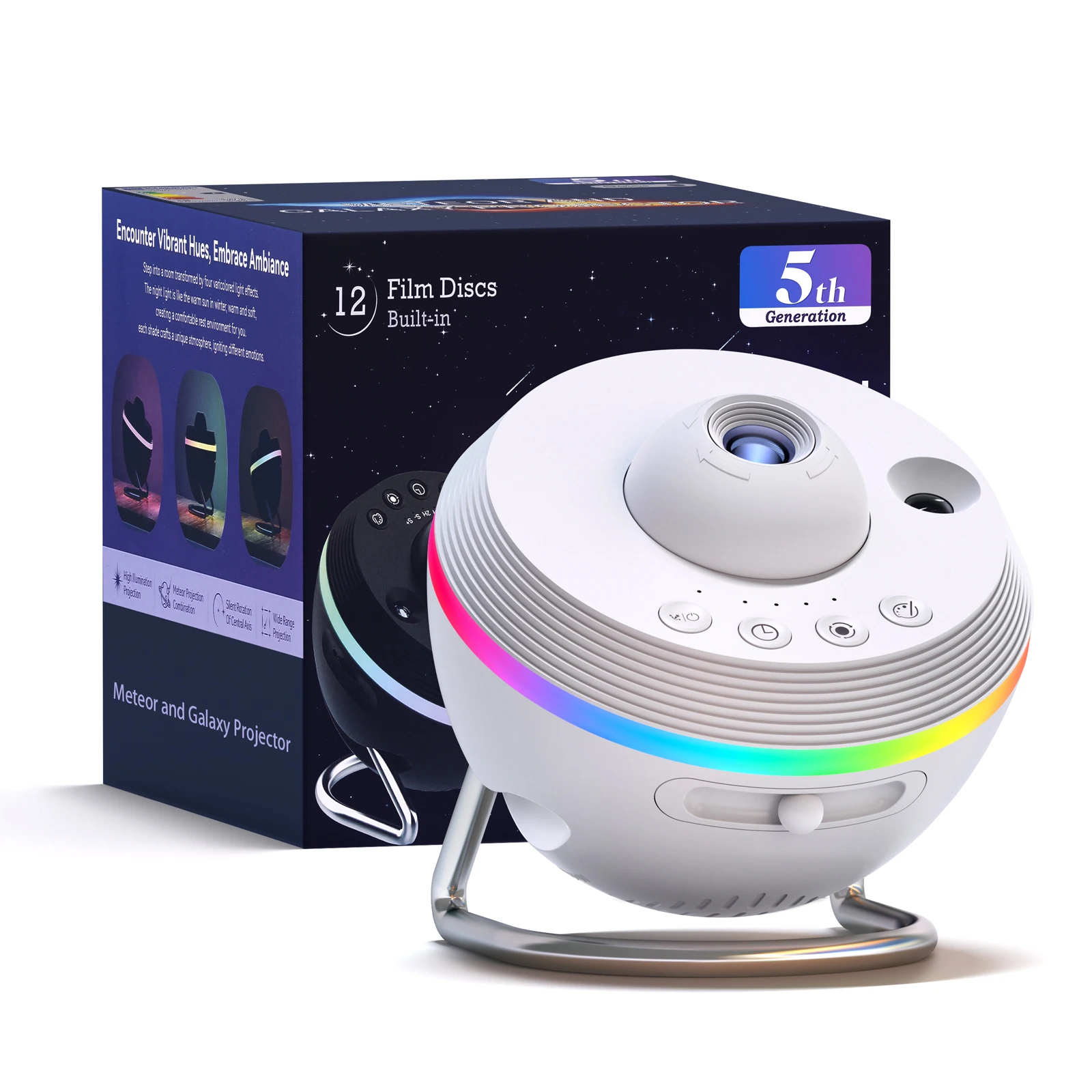 Space Sphere Starry Projection Light Bedroom Starry Sky Lamp Meteor Effect Lamp RGB Decorative Light Adjustable Focus 1/2H Timer