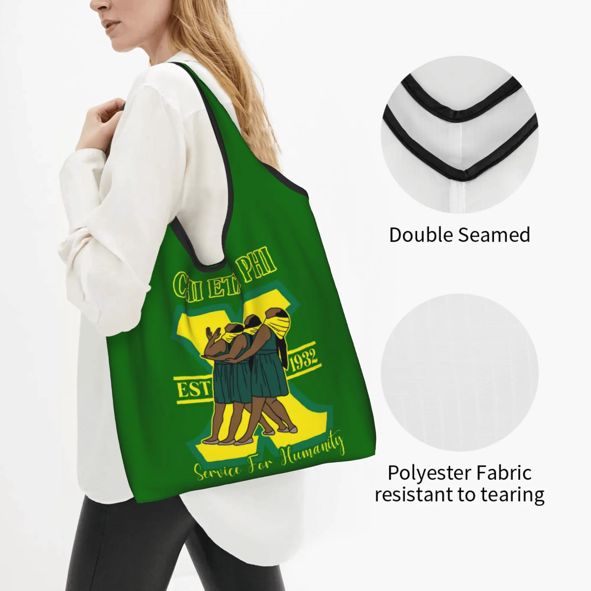Recycling CHI ETA PHI Sorority Nurse 1932  Shopping Bag Women Tote Bag Portable  Groceries Shopper Bags