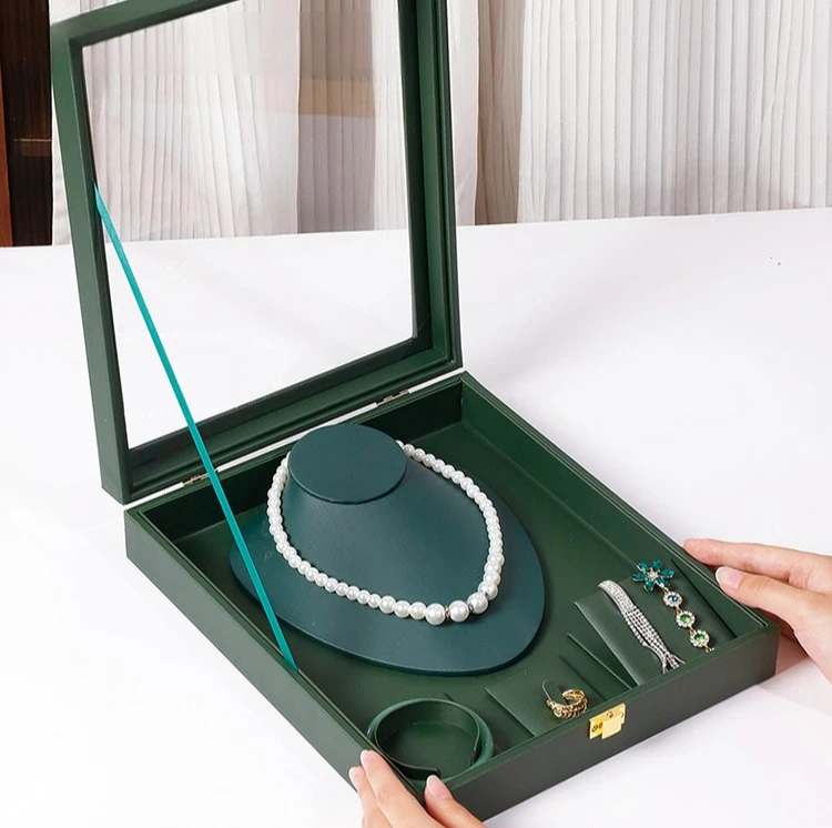 Leather Jewelry Box Luxury Necklace Earrings Storage Boxes Women Organizer Jewelry Display Stand Ring Accessory Packaging Case