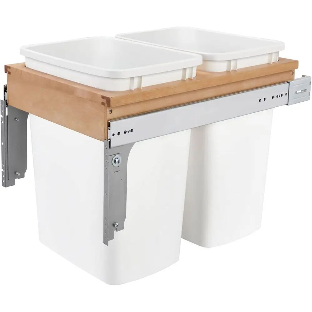 

Double Pullout 35 Quart Under Cabinet Trash Cans with 150-Pound Slides