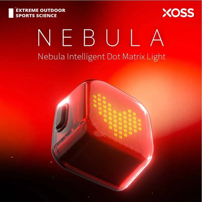 XOSS Nebula Intelligent Dot Matrix Light Bicycle Night Intelligent Turn Warning Taillight Bike Waterproof IPX7 Riding Tail Light