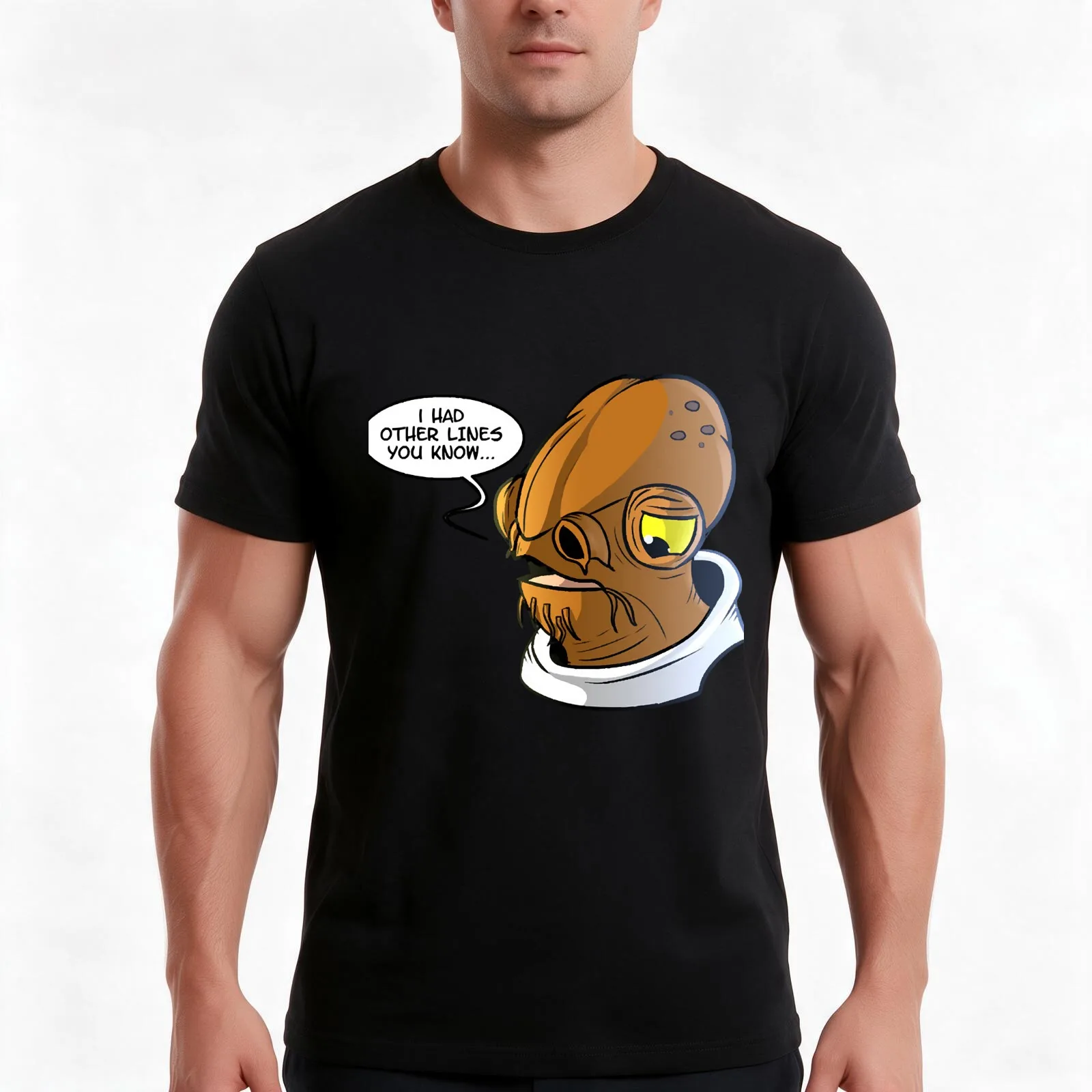 Poor Admiral Akbar T-Shirt, Summer Casual Cotton Tee, Oversized Streetwear Tops, Vintage Graphic Print, Loose Fit Short Sleeve