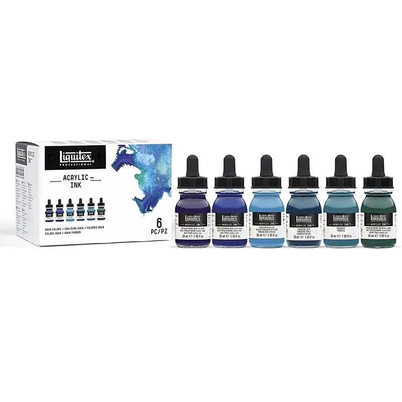 

Liquitex Professional Acrylic Ink 6 Colorsx30ml Aqua/Essential/ Iridescent Color Set Super-Fine Artist Pigments Fine Art Paint