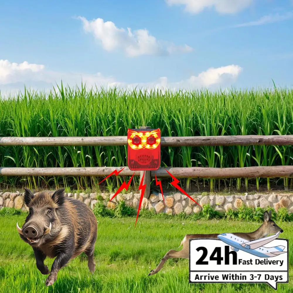 Solar Outdoor Motion Sensor Alarm Dog Barking&Gunshot Sound Animal Repeller Deter Raccoons Deer Skunks Bears and Coyotes