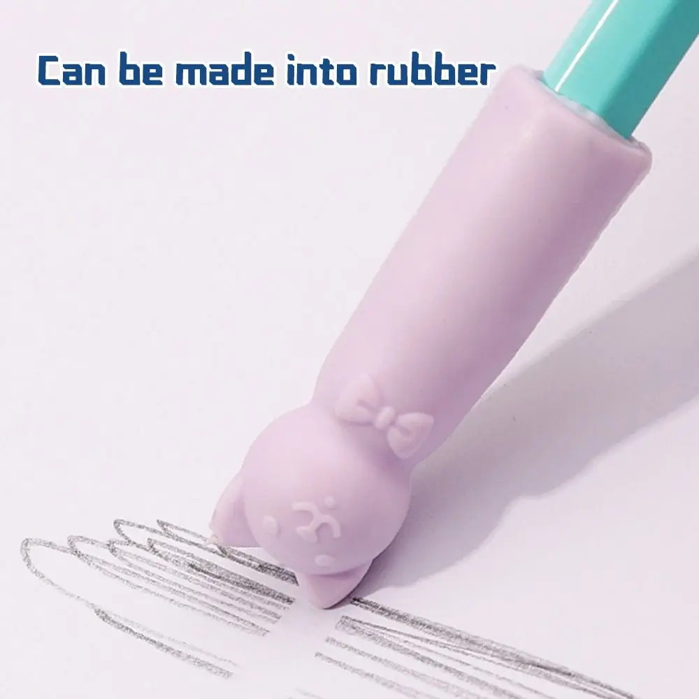 10PCS High Quality Cat Shape Pencil Nib Protective Cap Correction Stationery 2 in 1 Pencil Extender Pen Top Cover Students Gift