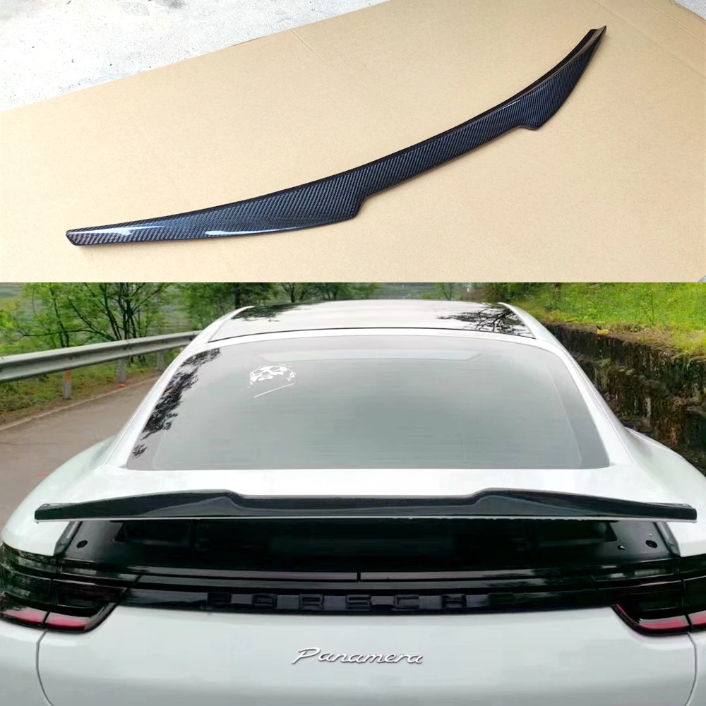 For Porsche Panamera 971 2017-2019 Rear Spoiler Wing Carbon Fiber Tailgate Trim Car Trunk Lid Splitter Decklid Flap Lip Body Kit