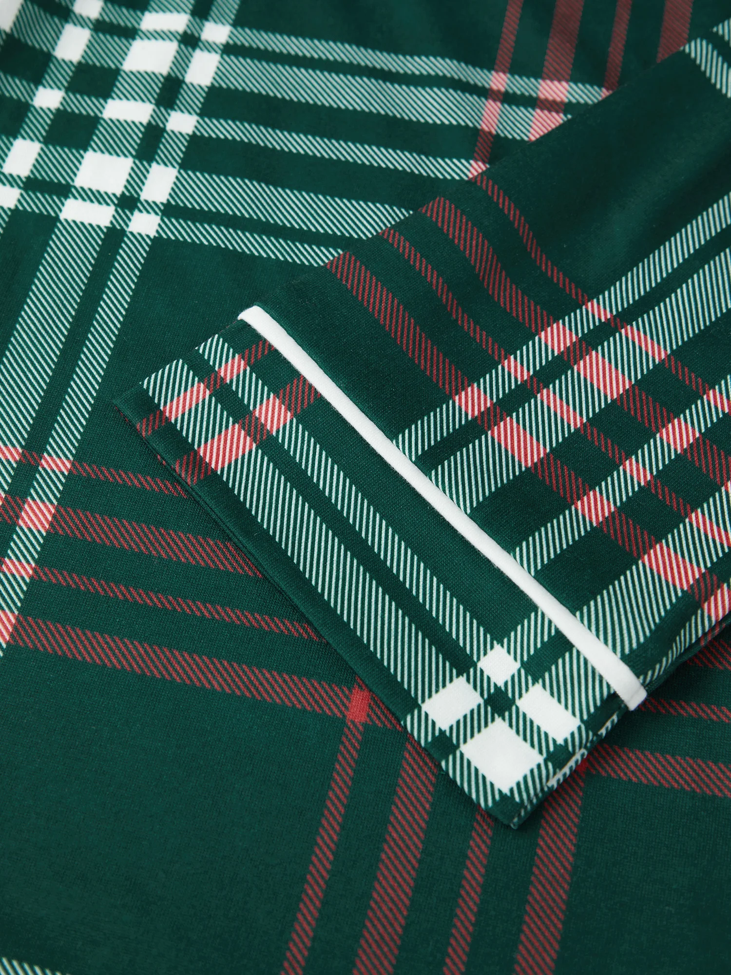 Plaid Button Sleeve Lapel Tops Green Green Red Set Down Lapel Tops Pants Family Professional Family Matching Pajamas