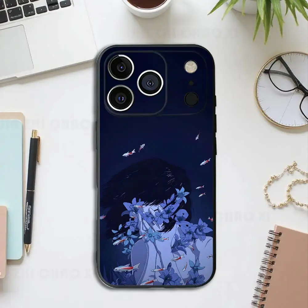 Anime Movie P-Perfect Blue Black Phone Case For IPhone 17 16 15 14 13 12 13 12 11 Pro Max Plus XS XR Silicone Soft Back Cover