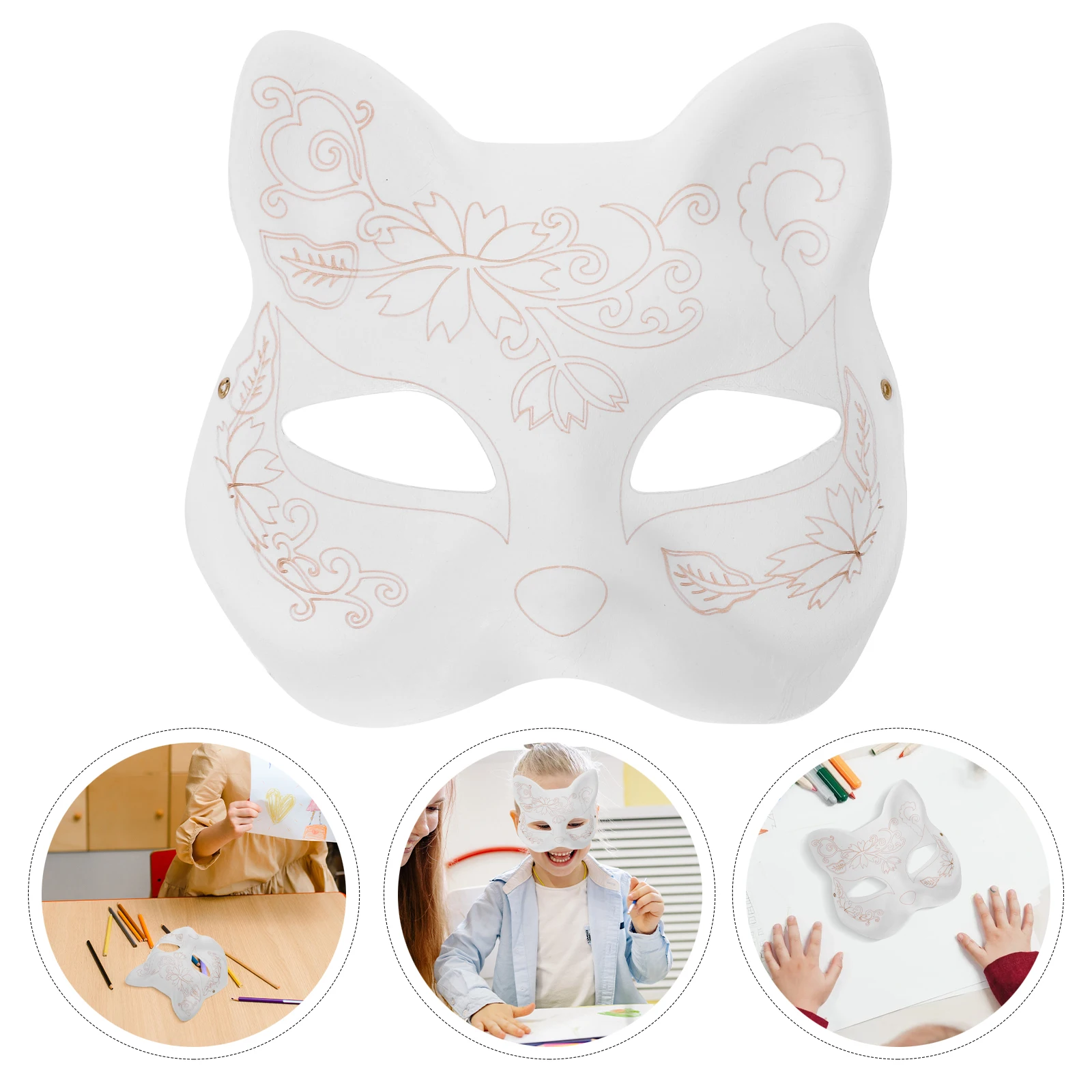 

Cat Face Mask Unpainted White Paper Masks for Kids Handcraft Painting Party Wedding Carnival Cosplay Masquerade Decor