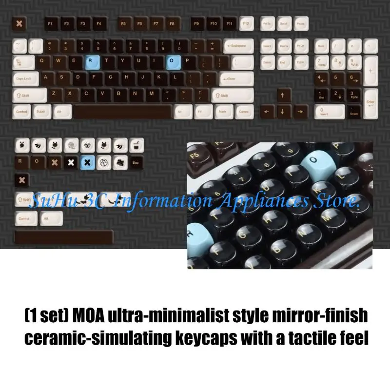  Ergonomic PBT MOA Height Keycaps Smooth Mirror Ceramic Finish Rounded Corner