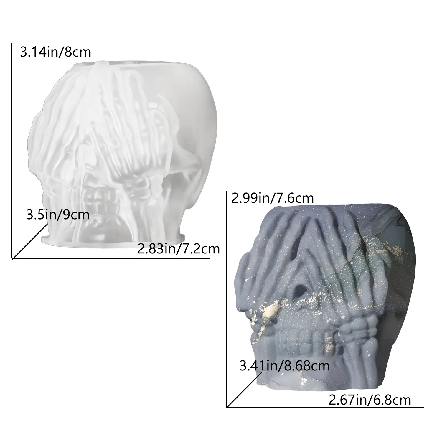 DIY Epoxid-Halloween-Gießform 'Nichts sehen, nichts sagen, nichts hören' Totenkopf-Vase und Stifthalter-Gießform