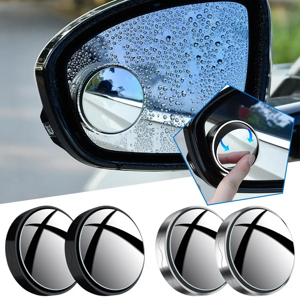 Car rearview small round mirror 360 degree Rotating part Car Wide Spot Auto View Angle Auxiliary Mirror Mirror Blind Convex F6W9