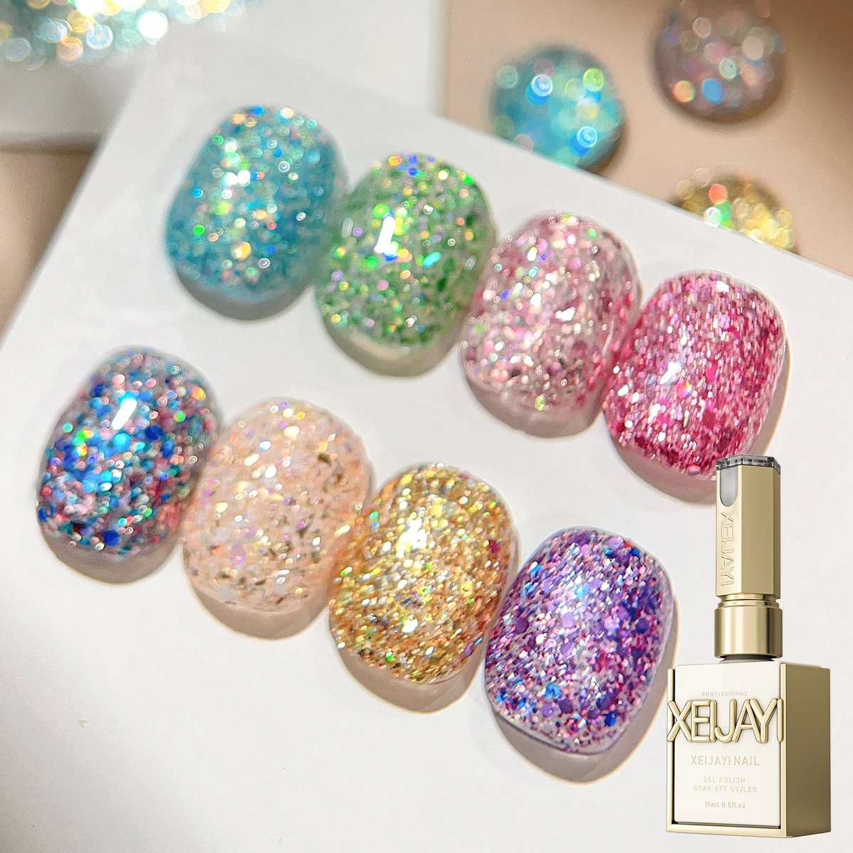 XEIJAYI 8 قطعة 15 مللي الحلو الحلوى بريق جيل للأظافر مجموعة شبه دائمة مسمار الفن نقع UV LED صالون الأظافر لتقوم بها بنفسك صالون الأظافر هلام #6