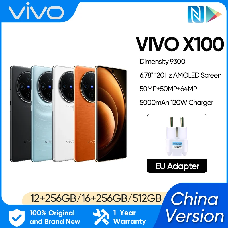 

VIVO X100 5G Smartphone 6.78" 120Hz Screen Mediatek Dimensity 9300 OriginOS 4 Android 14 50MP Camera 120W SuperCharger