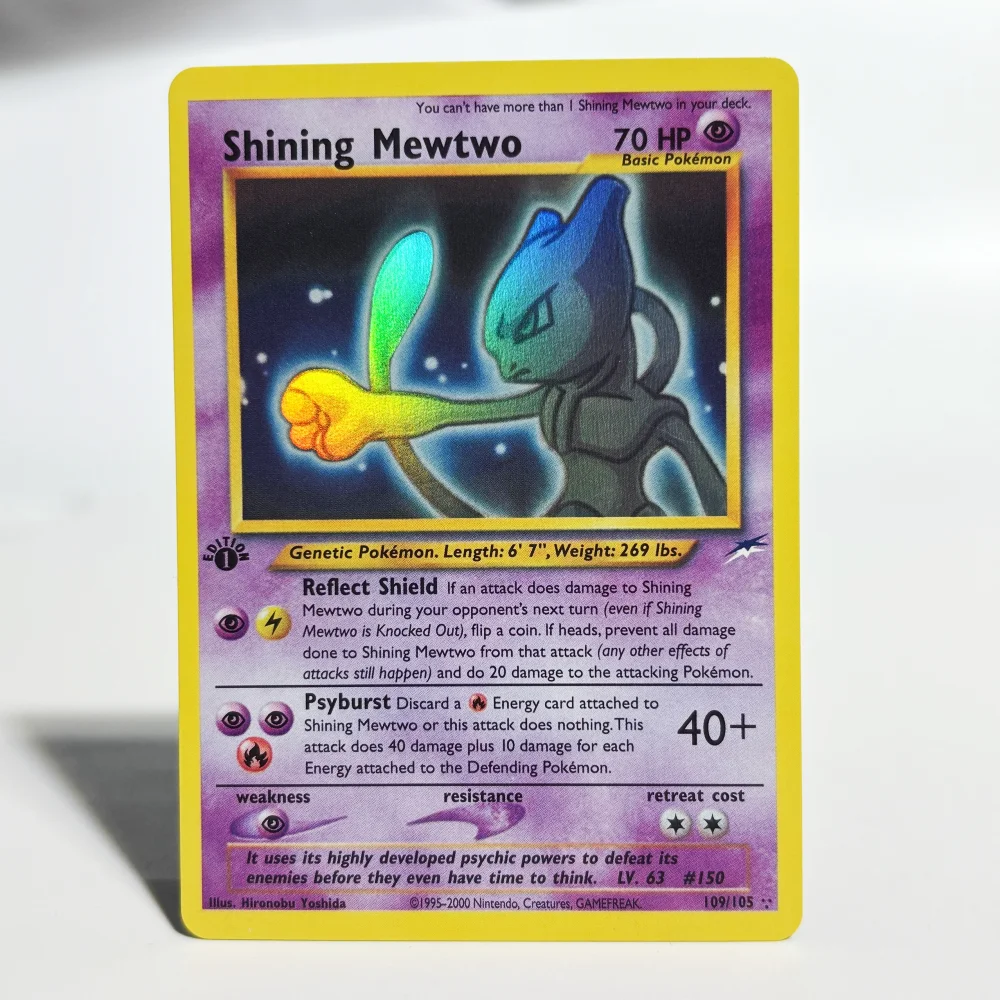 1996 Basic Edition PKM Card Shining Card Neo Series Shining Tyranitar Shining Mewtwo Sabrina 's Gengar Gift Kids Toys Proxy Card - Image 2