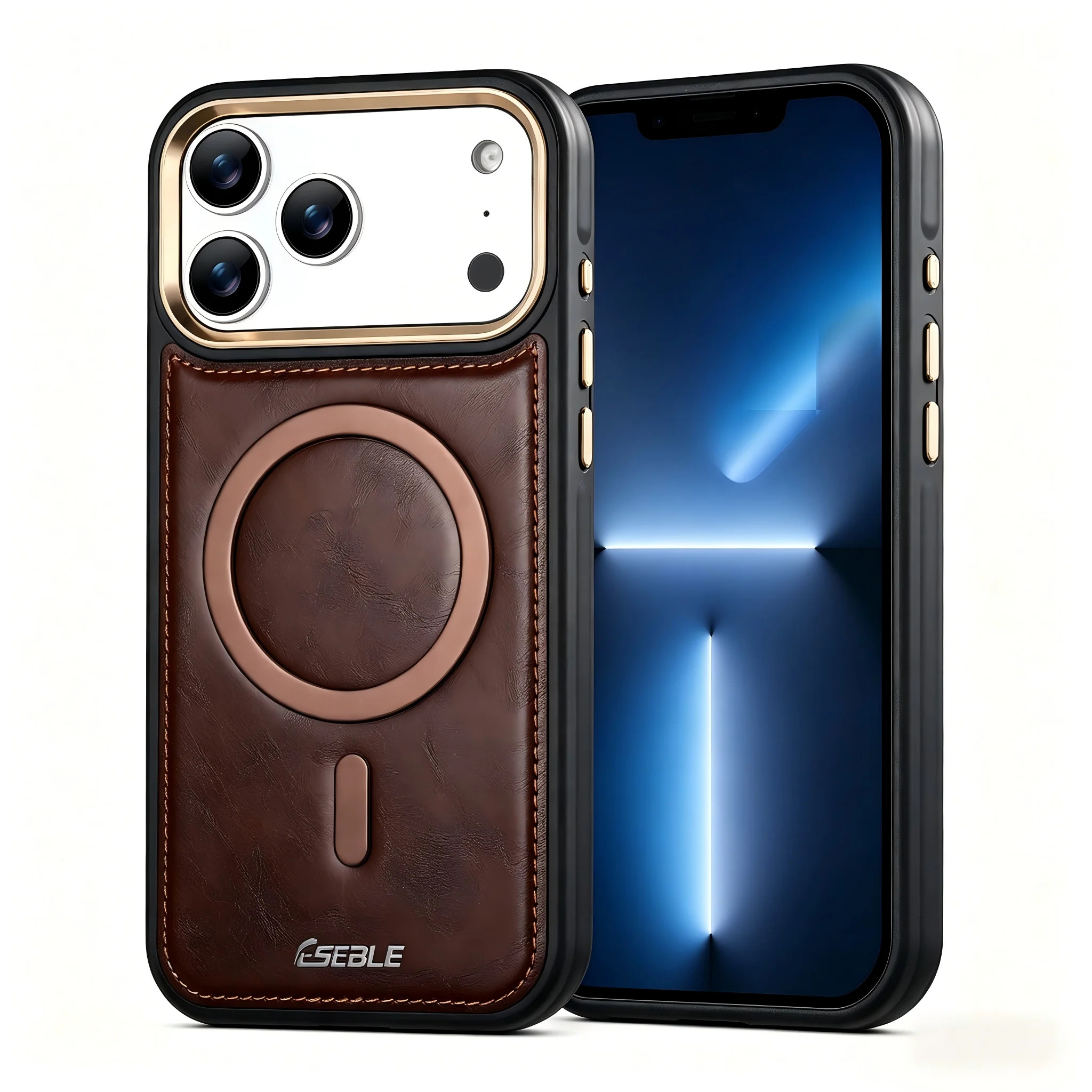 Luxury Business Magnetic Leather Phone Case for iPhone 17 Pro max 16 15 14 13 12 Shockproof  For Magsafe Comfortable Grip Cover
