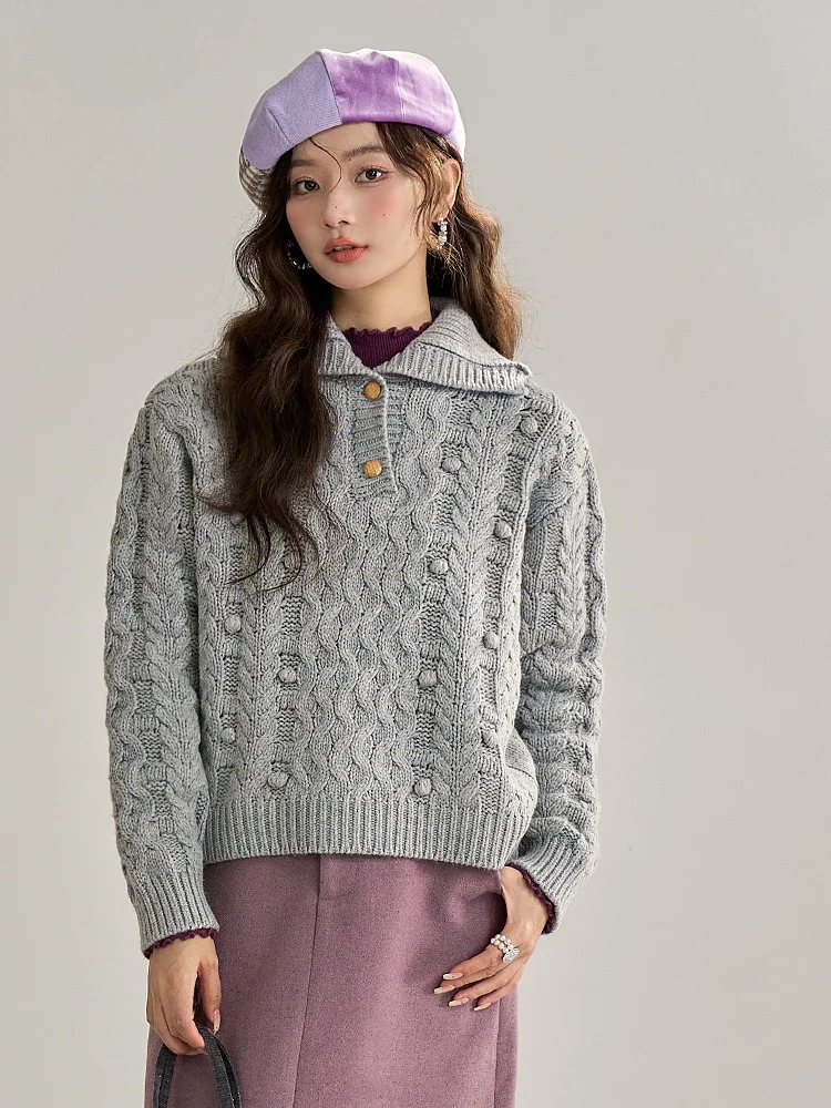 

Lycheerose Women's ey Twisted Knit Sweater Loose Winter 2024 New Sle Premium Feeling Long Sve Crew Ne Wool Blend