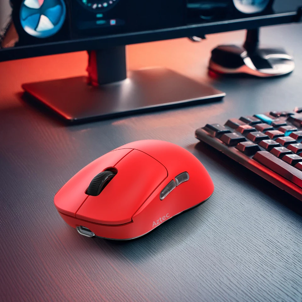 Kysona Aztec Red Gaming Mouse Wireless Mouse 55g PAW3395 Ultra