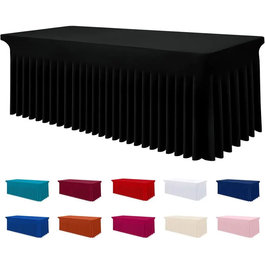 

Спандексовая скатерть, эластичная натяжная скатерть для прямоугольных столов 8 футов, водонепроницаемая моющаяся накидка-юбка для уличных столов